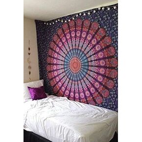 Marubhumi Indian Roundie Mandala Tapestry Hippie Hippy Wall Hanging, Bohemian Queen Wall Hanging Tapestries, Beach Tapestry, Purple, King Size, 85 X 105 Inch in Saudi Arabia
