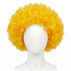builson Flag Costume Wigs – Funny Curly Clown Wig, Short Cosplay Party Wig for Sports Fans, 2026 Soccer Fan Gear (Solid Yellow) in Kuwait