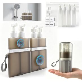 4 in 1 Travel Dispenser，Unbreakable Silicone Travel Dispenser Bottle, Vacuum Suction Wall Mounted Refillable Containers,Leakproof Toiletry Containers for Shampoo, Lotion, Baby Care-Pink. in Saudi Arabia