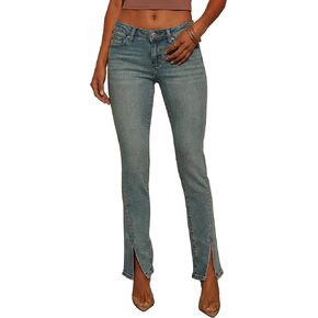 Women's Split Hem Luscious Curvy Stretch Low Rise Straight Jeans in Saudi Arabia