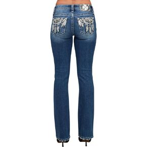 Miss Me Women's Mid-Rise Shadowcatcher Snakeskin Dreamcatcher Slim Bootcut Jeans in Kuwait