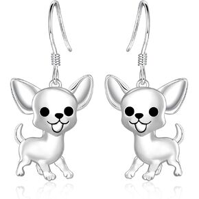 Silver Chihuahua Earrings for Dog Lovers – Hypoallergenic Animals Pet Dog Dangle Earrings Puppy Themed Jewelry Gifts for Chihuahua Enthusiasts in Saudi Arabia