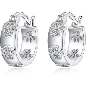 Paw Print Earrings Cat Dog Paw Hoop Earrings Animal Jewelry Christmas Birthday Mothers Day Gifts for Women in Saudi Arabia