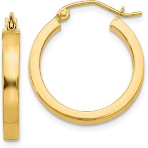 14k Yellow Gold 2x3MM Rectangle Tube Hoops in Saudi Arabia