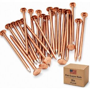 1 Inch Copper Nails Roofing Finish 100 Nails - Solid Pure Copper Slate Spikes Flashing Furniture Boat - Package Includes 100 pieces of The Highest Quality Nails by Dubbs Hardware in Saudi Arabia