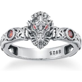 Dragon Ring for Women 925 Sterling Silver Vintage Dragon Head with Red Garnet Ring for Gifts in Saudi Arabia