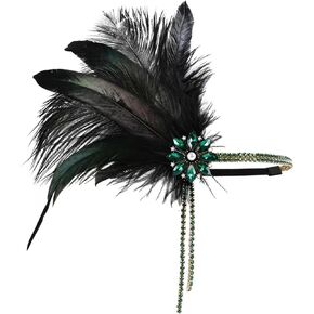 1920's Feather Headband Great Gatsby Accessorie Flapper Headpiece Roaring 20s Headband for Evening party Christmas in Saudi Arabia