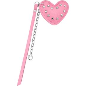 Punk Heart Bag Charm Studded PU Leather Heart Keychain with Metal Chain Y2k Gothic Tote Bags Accessories for Women in Saudi Arabia