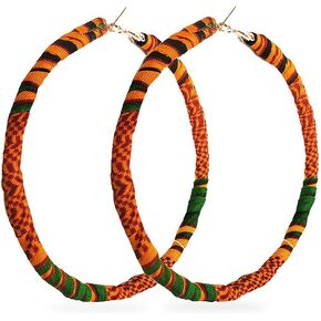 Dupsie's African Print Kente Fabric Wrapped Hoop Earrings in Saudi Arabia