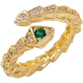 18K Gold Plated Snake Rings for Women Shining Adjustable Open Snake Joint Wrap Rings in Kuwait