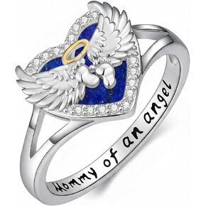 Miscarriage Ring 925 Sterling Silver Mommy of an Angel Loss of Pregnancy Heart Ring Memorial Sympathy Jewelry Gift for Mom Mother Women, Size 5 to 11 in Saudi Arabia