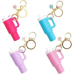 4 Pack Mini Stanley Cup Keychain, Keychain Chapstick Holder, Portable Water Bottle Keychain for Daily Organization, Mini Tumbler Keychain Chapstick Holder with Compact Design in Saudi Arabia