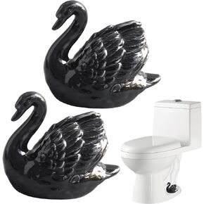 Black & White Ceramic Swan Figurine - Modern Minimalist Elegant Decor Statue for Living Room, Office, Desk, Shelf, Bathroom & Toilet (White) in Saudi Arabia