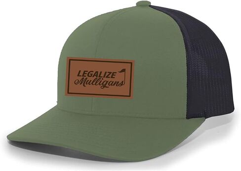 قبعة سائق الشاحنة من Trenz Shirt Company للرجال من Golf Legalize Mulligans Golfing Lucky المحفورة من الجلد بشبكة خلفية in Kuwait
