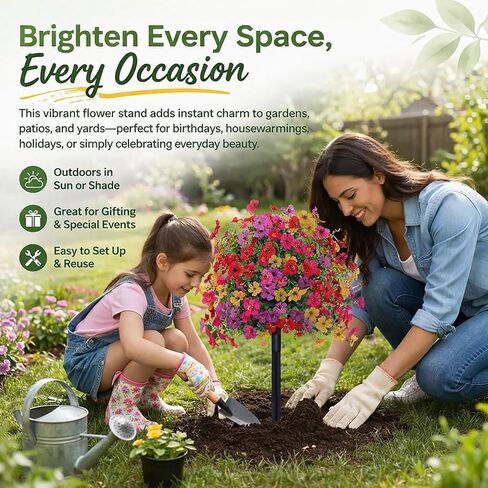 22" Artificial Petunias with Ground Stake, UV Resistant Outdoor Faux Flowers for Planter, Window Box and Garden Decor, Lifelike Fake Silk Plants for Front Porch & Yard Landscaping in Saudi Arabia