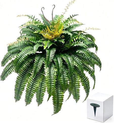 50" Large Fake Fern Artificial Ferns for Outdoors,100 Fronds Realistic Artificial Boston Ferns Bush Plant for Indoor Garden Porch Decor (Lifelike,UV Resistant,No Maintenance) in Saudi Arabia