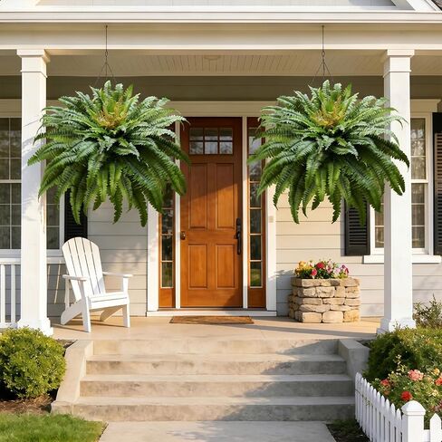 50" Large Fake Fern Artificial Ferns for Outdoors,100 Fronds Realistic Artificial Boston Ferns Bush Plant for Indoor Garden Porch Decor (Lifelike,UV Resistant,No Maintenance) in Saudi Arabia