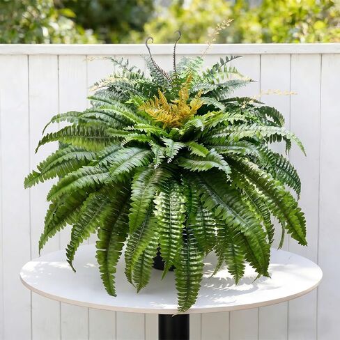 50" Large Fake Fern Artificial Ferns for Outdoors,100 Fronds Realistic Artificial Boston Ferns Bush Plant for Indoor Garden Porch Decor (Lifelike,UV Resistant,No Maintenance) in Saudi Arabia