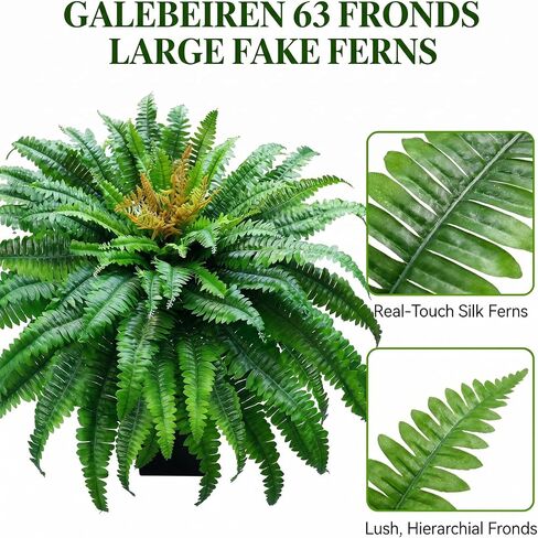 50" Large Fake Fern Artificial Ferns for Outdoors,100 Fronds Realistic Artificial Boston Ferns Bush Plant for Indoor Garden Porch Decor (Lifelike,UV Resistant,No Maintenance) in Saudi Arabia