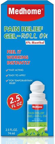 Pain Relief Roll On, Travel Size Pain Reliever, for Knee, Neck, Hip, Joint, Shoulder, Arthritis Pain Reliever, Fast Acting & Long Lasting Formula, Roll On Menthol Gel 2.5 oz (Pack of 1) in Saudi Arabia
