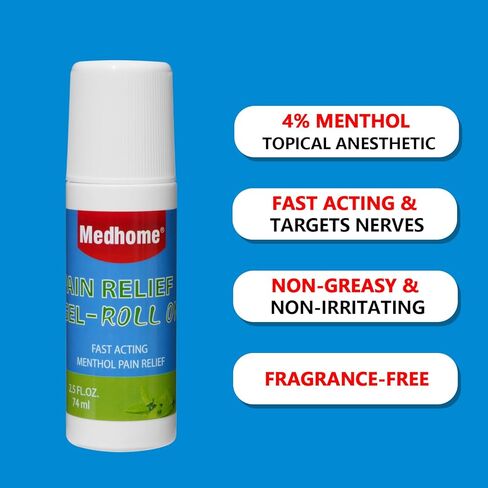 Pain Relief Roll On, Travel Size Pain Reliever, for Knee, Neck, Hip, Joint, Shoulder, Arthritis Pain Reliever, Fast Acting & Long Lasting Formula, Roll On Menthol Gel 2.5 oz (Pack of 1) in Saudi Arabia