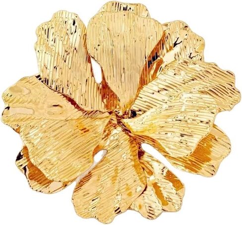 Gold Flower Brooch Pins for Women Men Vintage Statement Chunky 3D Metal Irregular Rose Flowers Floral Leaf Big Chic Lapel Pin for Boho Wedding Birthday Prom Suit Dress Shirt Clothes Accessories in Saudi Arabia
