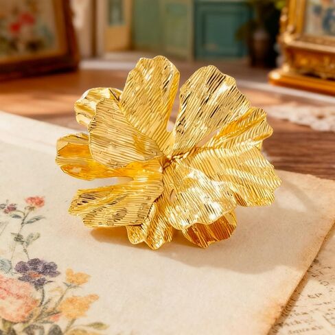 Gold Flower Brooch Pins for Women Men Vintage Statement Chunky 3D Metal Irregular Rose Flowers Floral Leaf Big Chic Lapel Pin for Boho Wedding Birthday Prom Suit Dress Shirt Clothes Accessories in Saudi Arabia