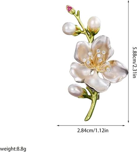 Peach Blossom Brooch with Pearl Rhinestone Spring Summer Romantic Floral Lapel Pin for Women Dresses Coats Scarves Party Jewelry Accessory in Kuwait