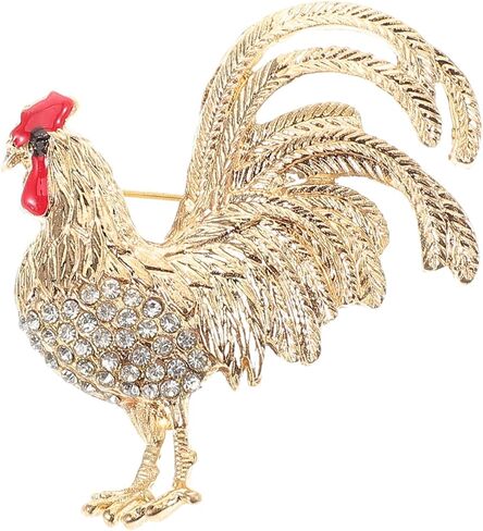 LIOOBO Animal Brooch Pin Rooster Brooch with Rhinestones for Women Unique Chicken Lapel Pin for Dresses Parties Weddings and Casual Wear Durable and Charming Accessory in Kuwait