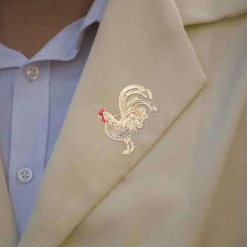 LIOOBO Animal Brooch Pin Rooster Brooch with Rhinestones for Women Unique Chicken Lapel Pin for Dresses Parties Weddings and Casual Wear Durable and Charming Accessory in Kuwait