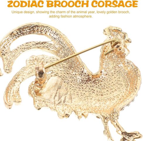 LIOOBO Animal Brooch Pin Rooster Brooch with Rhinestones for Women Unique Chicken Lapel Pin for Dresses Parties Weddings and Casual Wear Durable and Charming Accessory in Kuwait