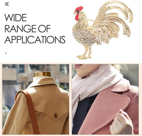 LIOOBO Animal Brooch Pin Rooster Brooch with Rhinestones for Women Unique Chicken Lapel Pin for Dresses Parties Weddings and Casual Wear Durable and Charming Accessory in Kuwait
