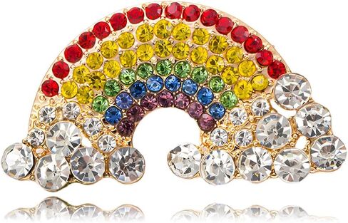 Rainbow Cloud Brooch Pin for Women Men Colorful Rhinestone Rainbow Cloud Brooch Lapel Pin Bag Hat Jacket Clothes Accessories Wedding Party Jewelry Gift in Kuwait
