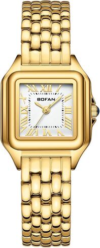 BOFAN Small Gold Watches for Women Easy Reader Ladies Quartz Wrist Watches with Gold Stainless Steel Band,Roman Dial,Water Resistant,Band Adjuster Included in Kuwait
