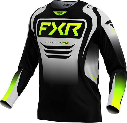 FXR Clutch Pro MX Jersey Soft Moisture-Wicking Drop Tail Hem Black/Grey/HiVis - Large in Kuwait