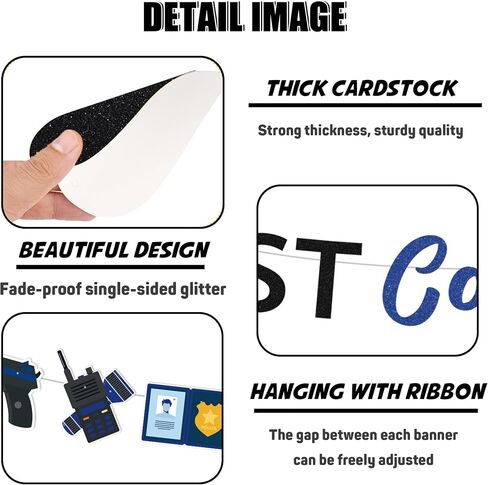 Police Theme Party Decorations Banner - Pre-strung Best Cop Ever Decoration with Banner Garland for Cop, Police Party Supplies for Birthday Graduation Promotion Retirement Anniversary Celebration in Saudi Arabia