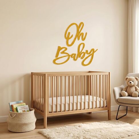 Oh Baby Sign for Baby Shower Backdrop - Gold Glitter Felt OH BABY Letters Banner for Gender Reveal, Boy or Girl 1st Birthday Party, Photo Booth Props & Nursery Wall Decor (Gold) in Kuwait