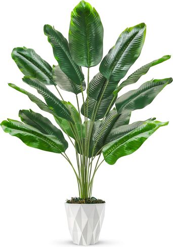 Der Rose Tall Fake Plants 28" Artificial Potted Tropical Faux Plants Banana Tree Indoor for Home Office Living Room Balcony Decor in Saudi Arabia