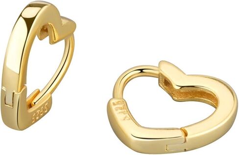 coadipress Love Heart Hoop Earrings for Women 925 Sterling Silver Geometric Huggie Earrings Minimalist Sweet Love Heart Hoop Earrings Fashion Chic Jewelry in Kuwait