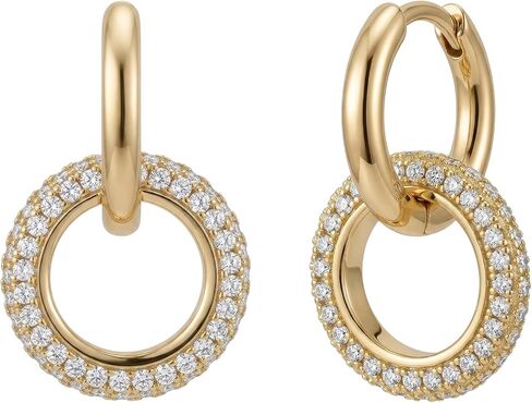أقراط للنساء الذهب Huggie للتحويل هوب استرخى قطرة زركون 14K مجوهرات يومية صغيرة بسيطة هيبوالرجينيك in Kuwait