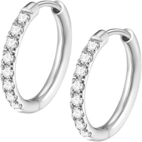 Cords Club Celestial Hoop Earrings 14mm – Silver Stainless Steel Mini Hoops for Women – Hypoallergenic, Water & Tarnish Resistant Jewelry in Saudi Arabia