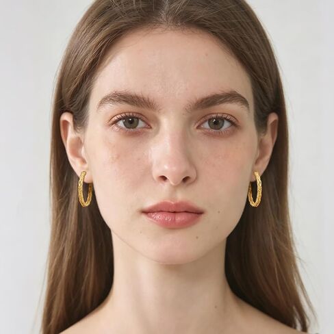 Gold Earrings for Women 14K Gold Hoop Earrings for Women Gold Hoops Earring for Womens Hoops Twisted Design with Contemporary Fashion with Timeless Appeal Hoop Earring for Womens 30mm in Saudi Arabia