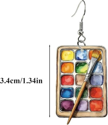 Watercolor Paint Box Paintbrush Earring,Acrylic Artistic Dangle Earring | Artistic Handmade Earrings,Unique Art Teacher Appreciation Gift.Funky Lightweight Jewelry for Artists,Painters,Craft Lovers in Saudi Arabia