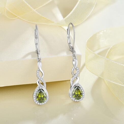 Infinity Dangle Drop Earrings for Women 925 Sterling Silver Teardrop Leverback Earrings Birthstone Jewelry for Women in Kuwait