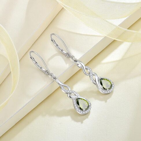 Infinity Dangle Drop Earrings for Women 925 Sterling Silver Teardrop Leverback Earrings Birthstone Jewelry for Women in Kuwait