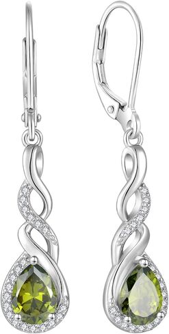 Infinity Dangle Drop Earrings for Women 925 Sterling Silver Teardrop Leverback Earrings Birthstone Jewelry for Women in Kuwait