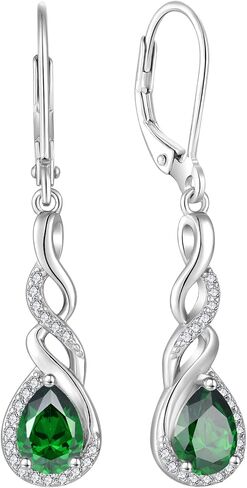 Infinity Dangle Drop Earrings for Women 925 Sterling Silver Teardrop Leverback Earrings Birthstone Jewelry for Women in Kuwait
