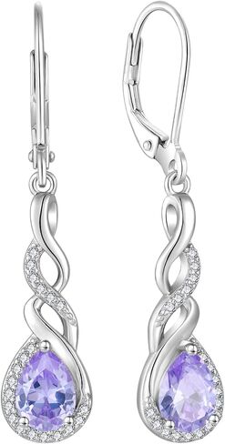 Infinity Dangle Drop Earrings for Women 925 Sterling Silver Teardrop Leverback Earrings Birthstone Jewelry for Women in Kuwait