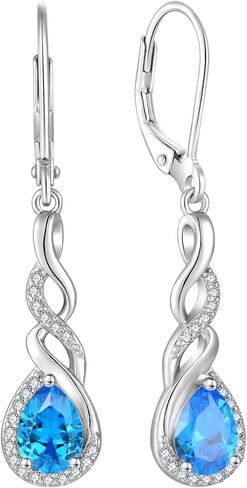 Infinity Dangle Drop Earrings for Women 925 Sterling Silver Teardrop Leverback Earrings Birthstone Jewelry for Women in Kuwait
