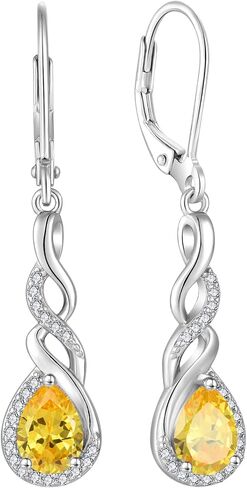 Infinity Dangle Drop Earrings for Women 925 Sterling Silver Teardrop Leverback Earrings Birthstone Jewelry for Women in Kuwait